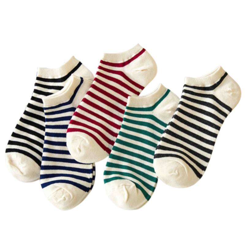 5 Pairs Cartoon Cotton Women's Short Socks Cute Cat Fruit Bear Low Ankle Socks Summer Fashion Casual Funny Striped Print Socks