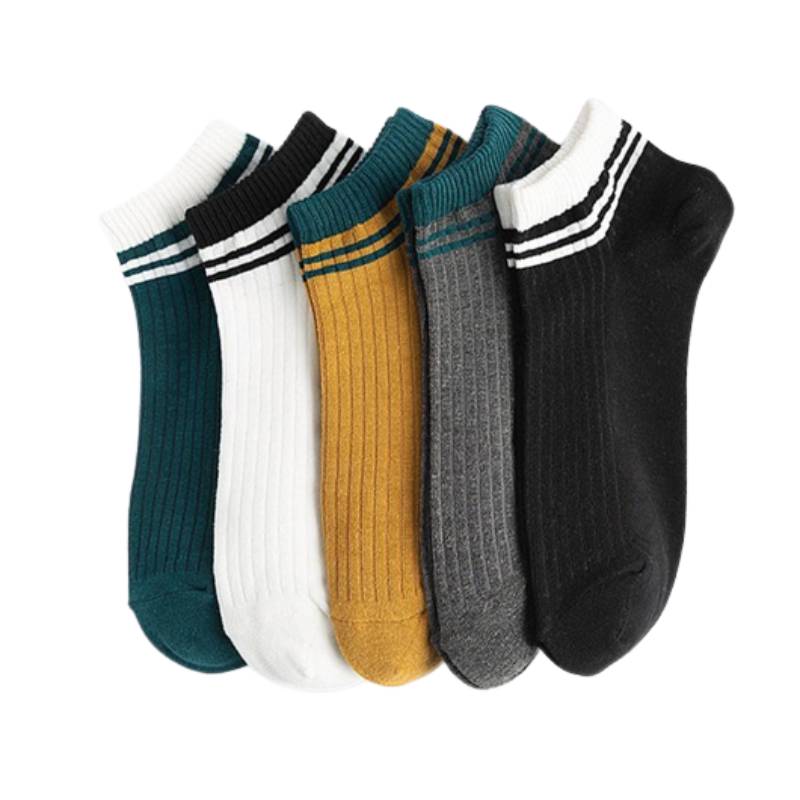 5Pairs Sports Breathable5Pairs Low-Cut Boat Socks Men's Spring Summer Cotton Striped Sports Korean Preppy Style Men socks