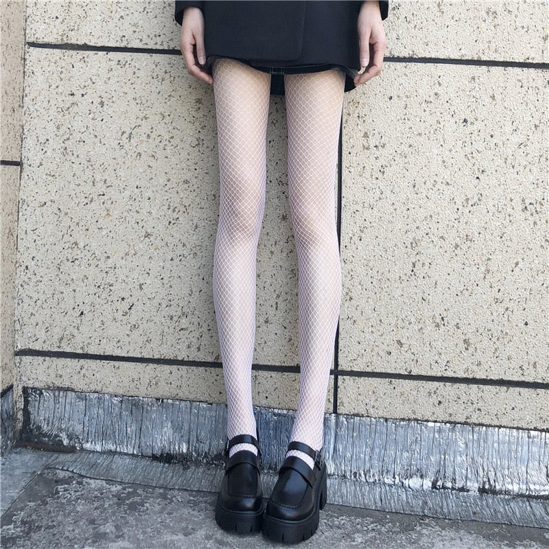 Punk Sexy Tights Women Mesh Fishnet Stockings Club Party Super Elastic Pantyhose Suspender Calcetines Anti-Snagging Stocks