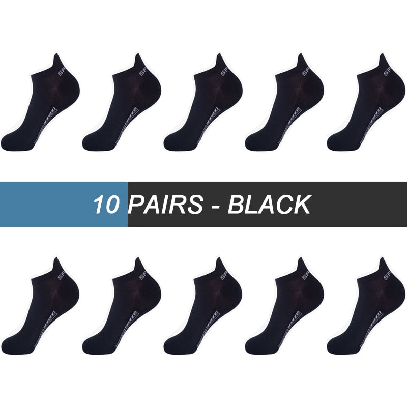 10Pairs High Quality Men Ankle Socks Breathable Cotton Sports Socks Mesh Casual Athletic Summer Thin Cut Short Sokken Size 38-48