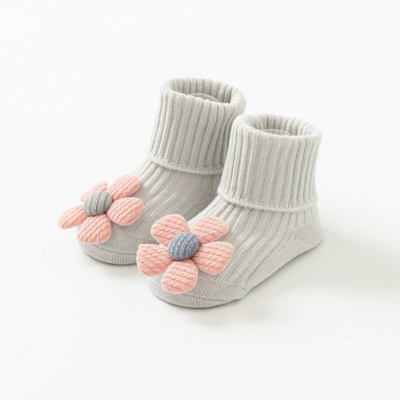 Baby socks spring and autumn non-slip floor socks newborn baby socks in the tube cartoon 3D doll toddler socks 0-24 months