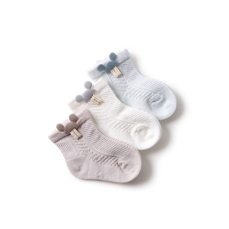 3 Pairs/lots Baby Socks Mesh Thin Socks Bow Accessories Girls Socks Cotton Breathable Newborn Cute Socks Baby Clothing