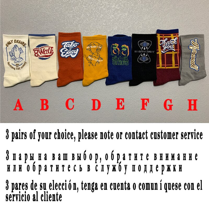 3 Pairs/Box West Coast Letter Stockings Cotton Harajuku Funny Fashion Personality Hip Hop Sport Retro Men Women Socks for Gifts