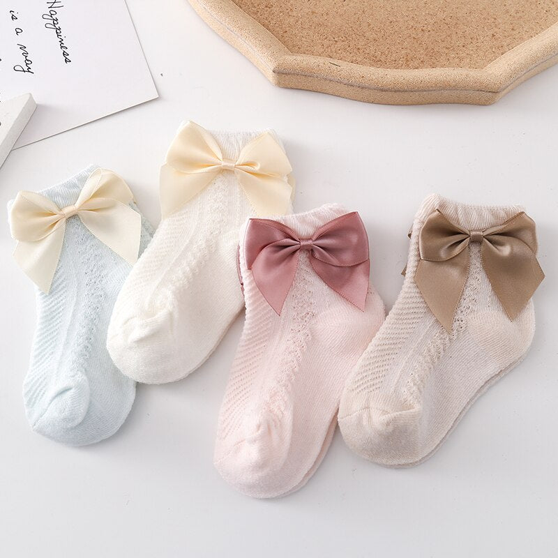 3 Pairs/lots Baby Socks Mesh Thin Socks Bow Accessories Girls Socks Cotton Breathable Newborn Cute Socks Baby Clothing