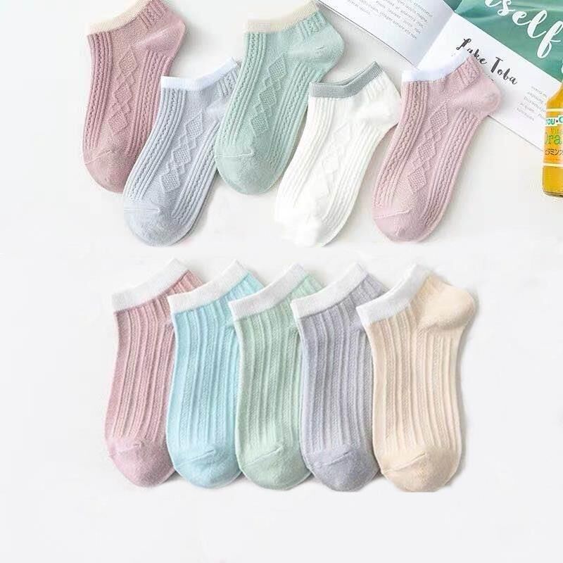 5 Pairs/lot Funny Cute Girl Ankle Socks New Mixed Colors Fashion Women Underwear Summer Sport Breathable Cotton Kawaii Lingerie