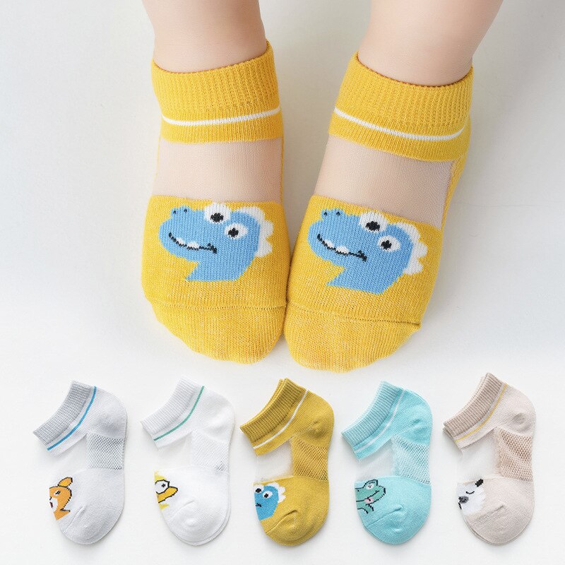 5Pairs/lot Summer Spring New Baby Socks Cotton Animal Socks Dinosaur Cute Cool Thin Kids Socks Mesh Colorful Children Socks
