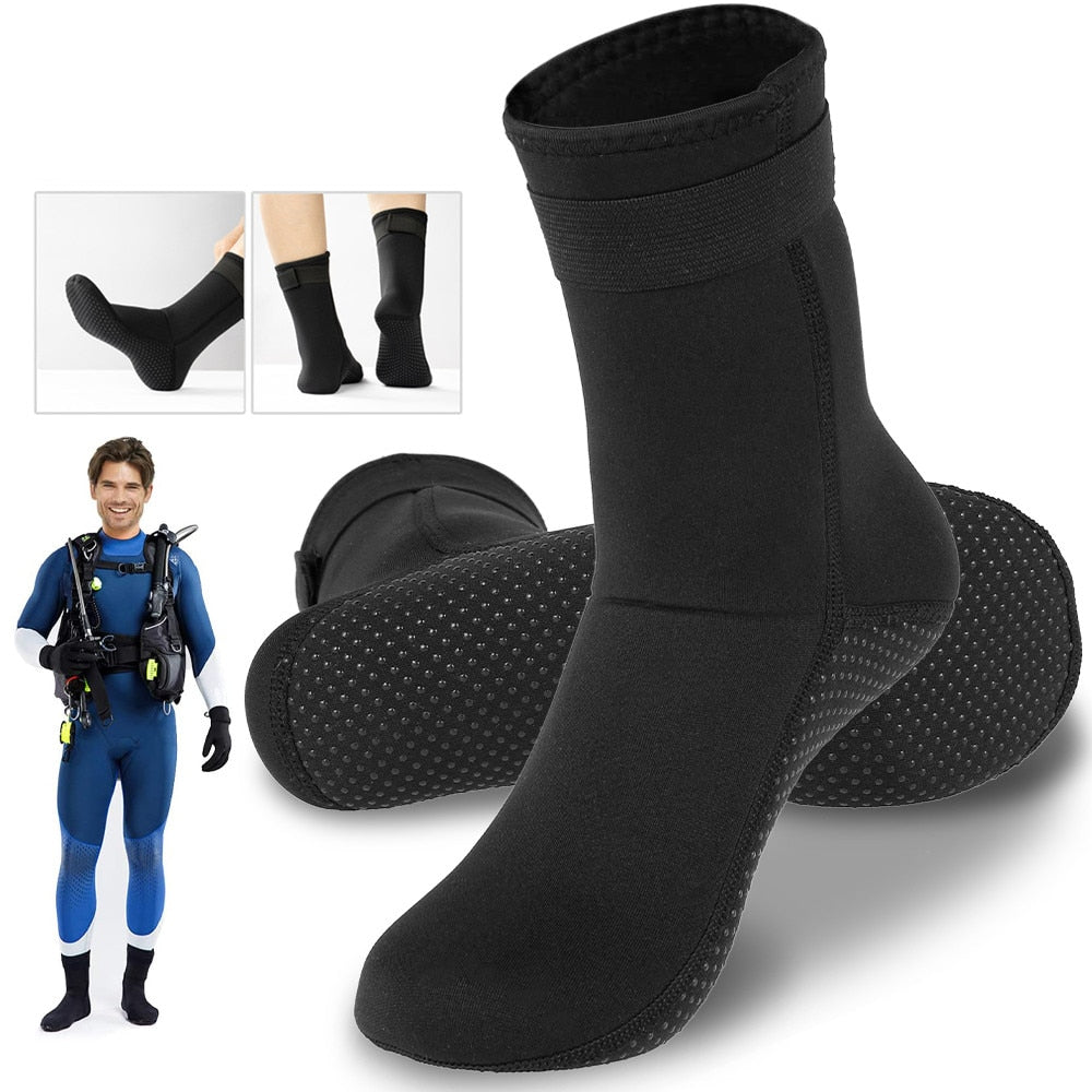 3MM Neoprene Socks Diving Socks Non-Slip Waterproof Adjustable Scuba Snorkeling Socks for Beach Swimming Boarding Water Sports