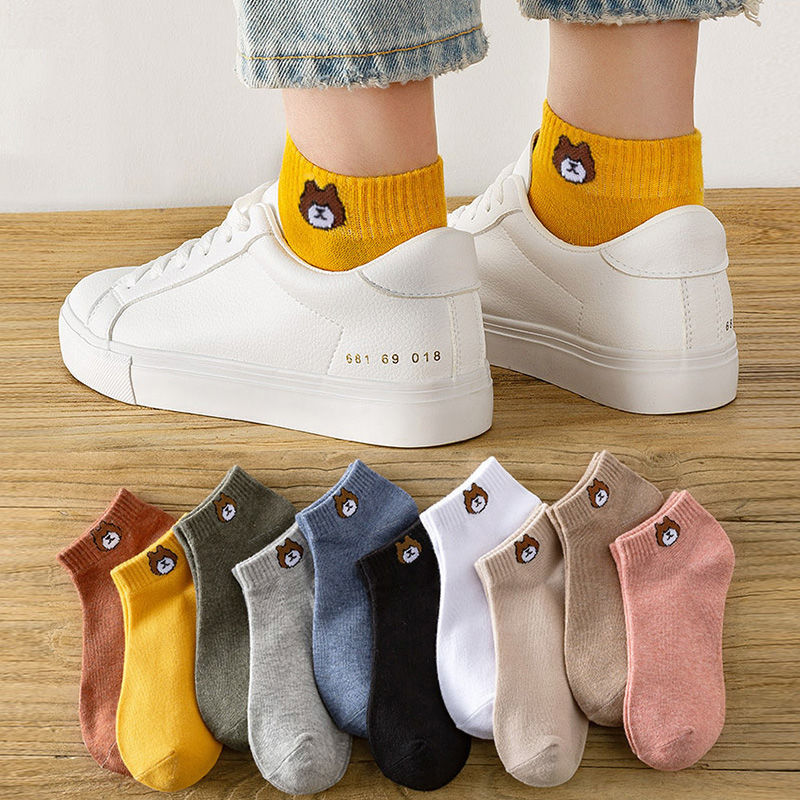 5 Pairs/lot Funny Cute Girl Ankle Socks New Mixed Colors Fashion Women Underwear Summer Sport Breathable Cotton Kawaii Lingerie